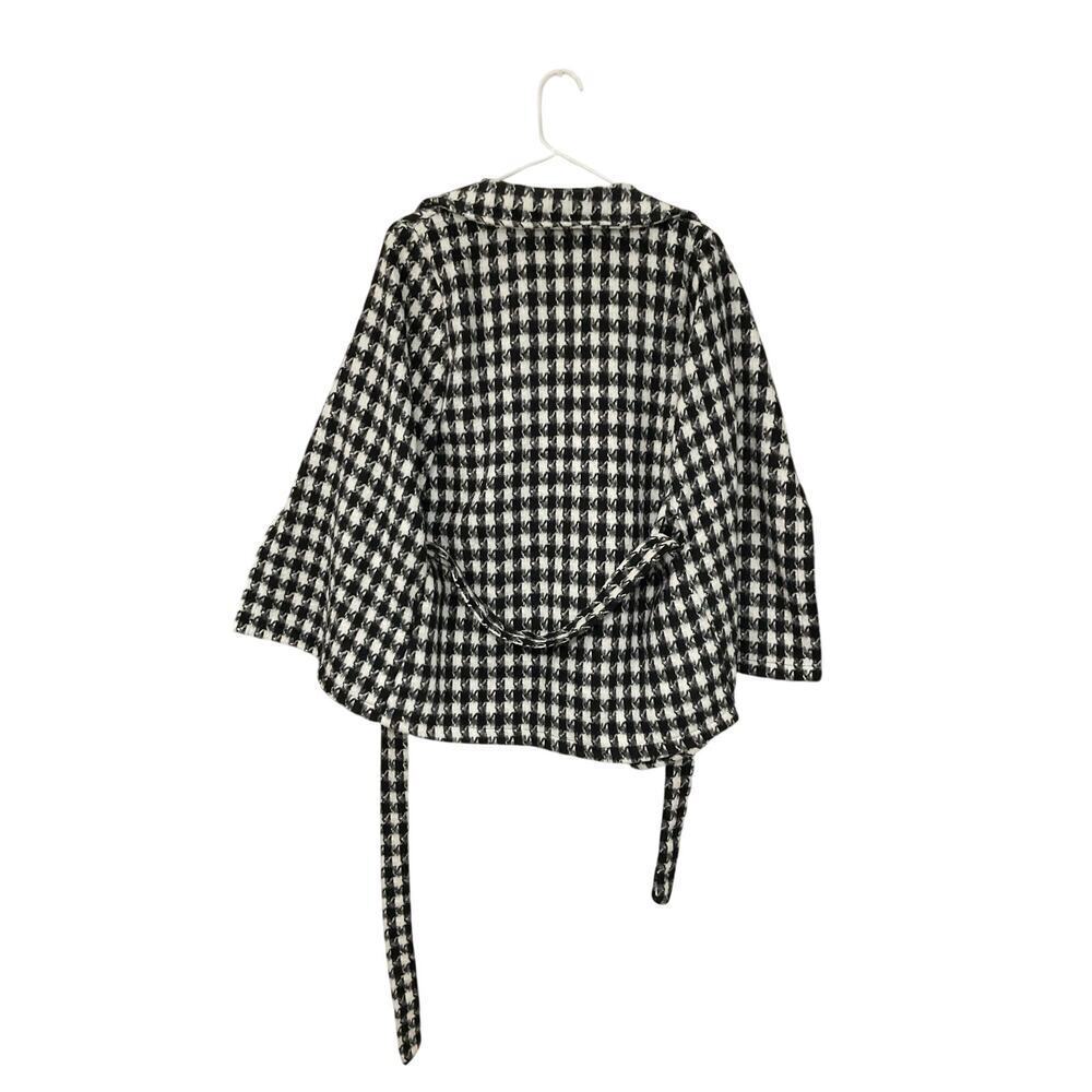 Hyfve Houndstooth Cape Jacket Size Small Black/White Tie Belt Womens - Picture 5 of 8